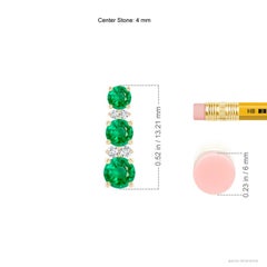 Angara Natural Graduated Emerald and Diamond Journey Earrings in 14K Solid Gold