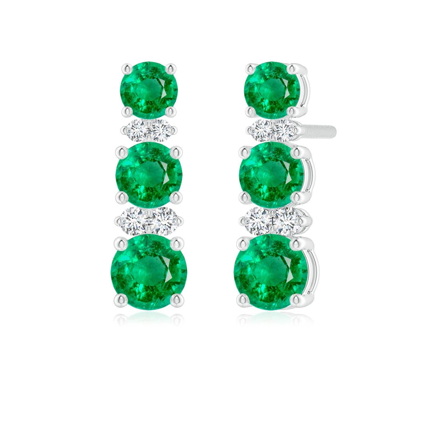 Angara Natural Graduated Emerald und Diamant Journey Ohrringe in 14K Solid Gold (Rundschliff) im Angebot