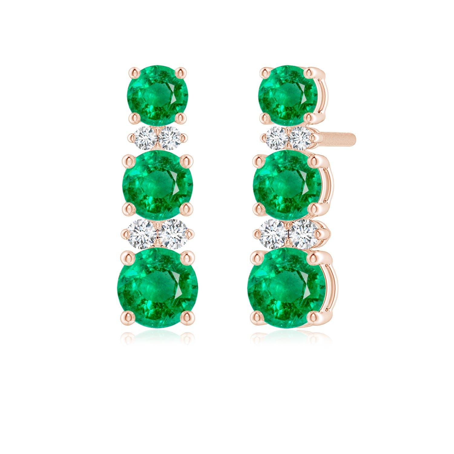 Angara Natural Graduated Emerald und Diamant Journey Ohrringe in 14K Solid Gold im Zustand „Neu“ im Angebot in Los Angeles, CA
