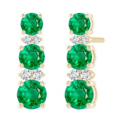 Angara Natural Graduated Emerald und Diamant Journey Ohrringe in 14K Solid Gold