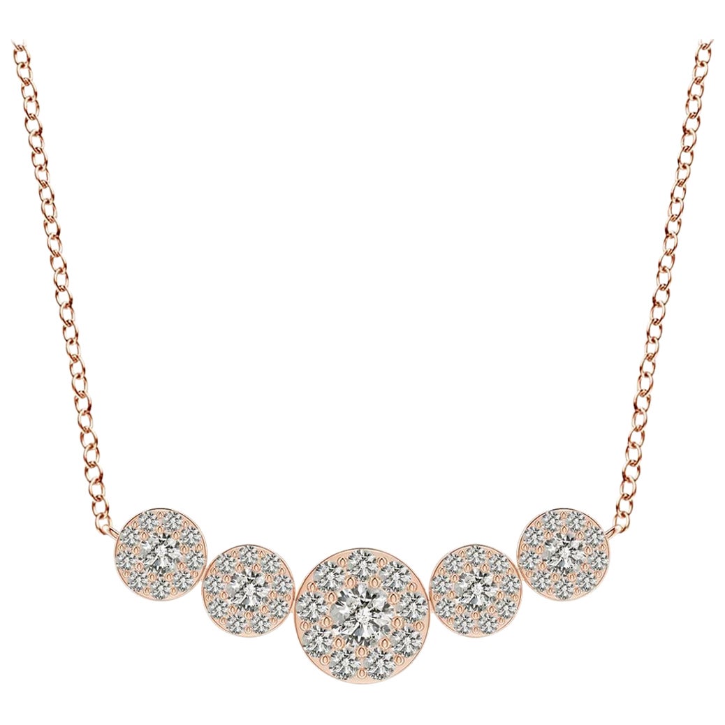 Angara Natural Graduated Five Stone Diamond Halo Necklace in 14K Rose Gold