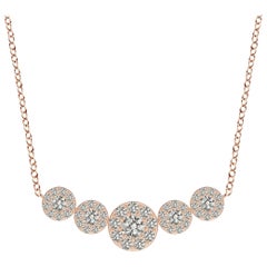 Angara Natural Graduated Five Stone Diamond Halo Necklace in 14K Rose Gold