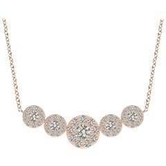 Angara Natural Graduated Five Stone Diamond Halo Necklace in 14K Rose Gold