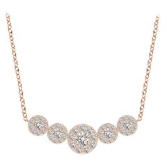 Angara Natural Graduated Five Stone Diamond Halo Necklace in 14K Rose Gold