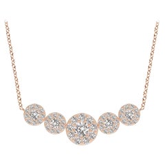Angara Natural Graduated Five Stone Diamond Halo Necklace in 14K Rose Gold