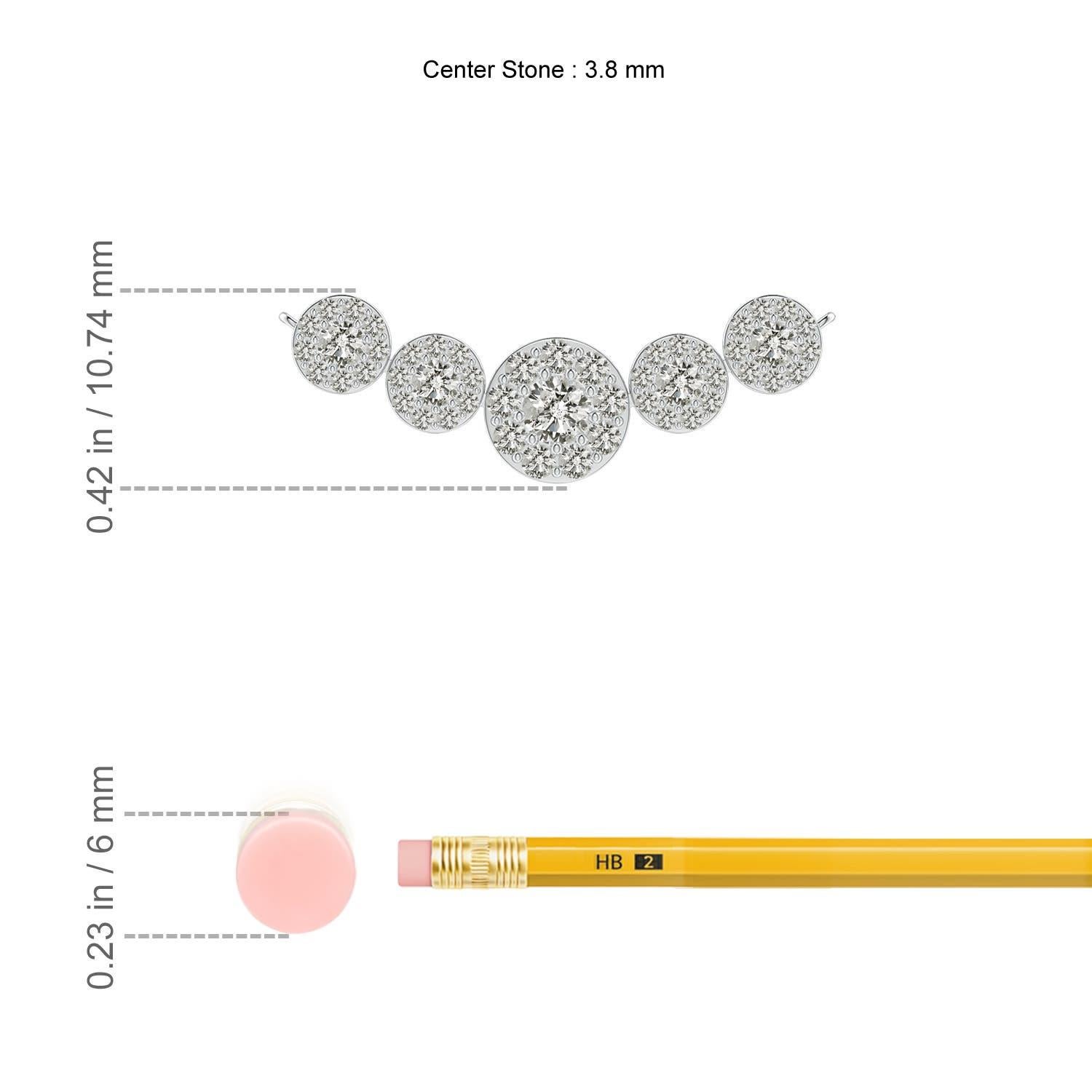 Taille ronde Collier de halo en or blanc 14 carats avec cinq diamants gradués naturels Angara en vente