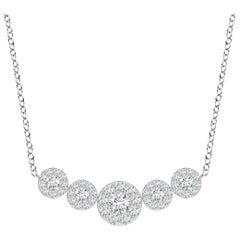 Angara Natural Graduated Five Stone Diamond Halo Necklace in 14K White Gold
