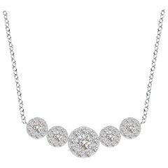 Angara Natural Graduated Five Stone Diamond Halo Necklace in 14K White Gold