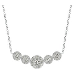 Angara Natural Graduated Five Stone Diamond Halo Necklace in 14K White Gold