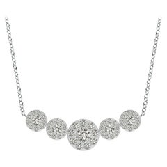 Angara Natural Graduated Five Stone Diamond Halo Necklace in 14K White Gold