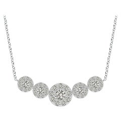 Angara Natural Graduated Five Stone Diamond Halo Necklace in 14K White Gold