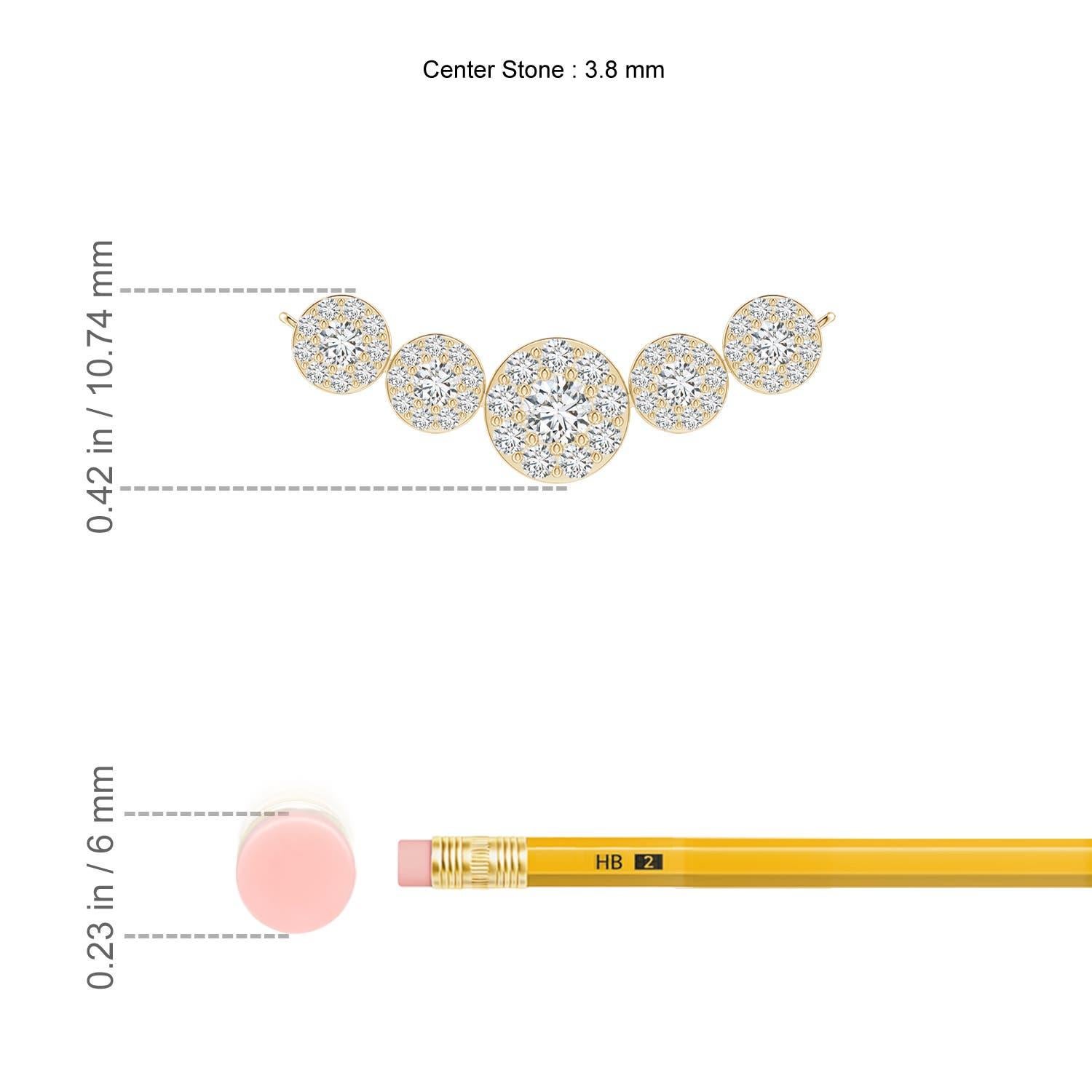 Angara Collar Halo de Diamantes Graduados Naturales de Cinco Piedras en Oro Amarillo de 14 K Corte redondo en venta