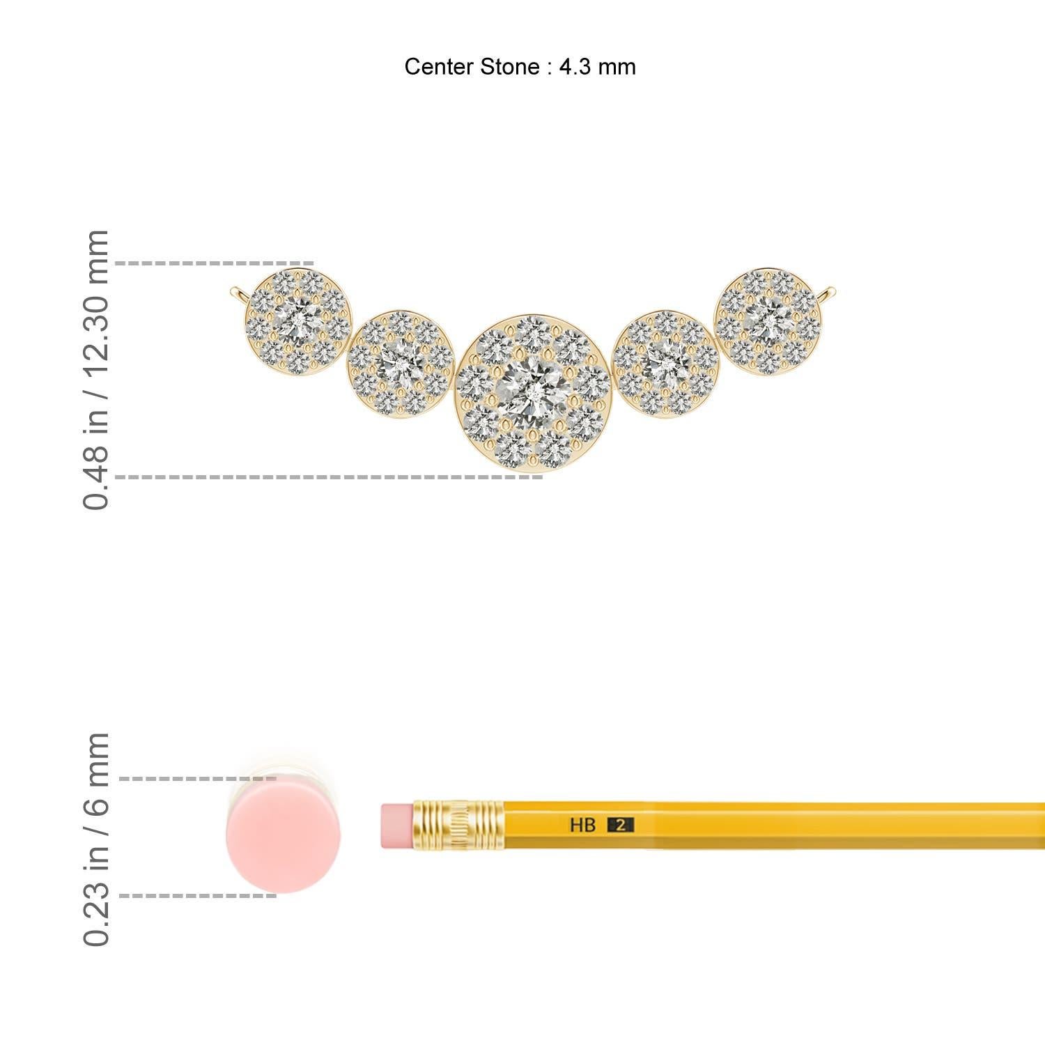 Angara Collar Halo de Diamantes Graduados Naturales de Cinco Piedras en Oro Amarillo de 14 K Corte redondo en venta