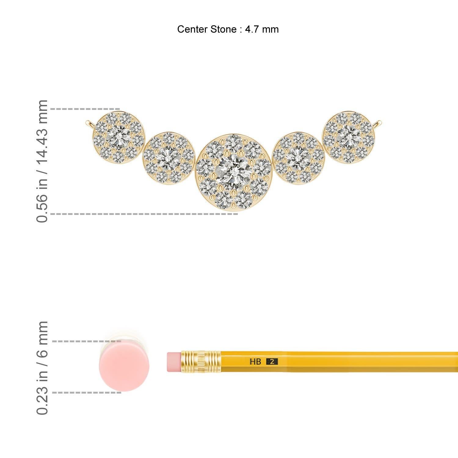 Angara Collar Halo de Diamantes Graduados Naturales de Cinco Piedras en Oro Amarillo de 14 K Corte redondo en venta