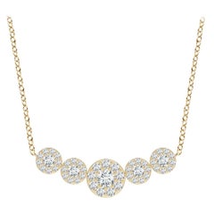 Angara Natural Graduated Five Stone Diamond Halo Necklace in 14K Yellow Gold