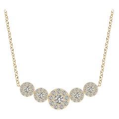 Angara Natural Graduated Five Stone Diamond Halo Necklace in 14K Yellow Gold