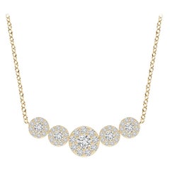 Angara Natural Graduated Five Stone Diamond Halo Necklace in 14K Yellow Gold