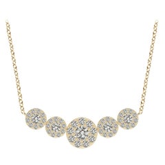 Angara Natural Graduated Five Stone Diamond Halo Necklace in 14K Yellow Gold