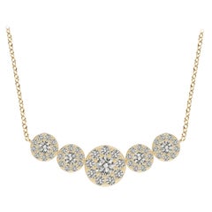 Angara Natural Graduated Five Stone Diamond Halo Necklace in 14K Yellow Gold