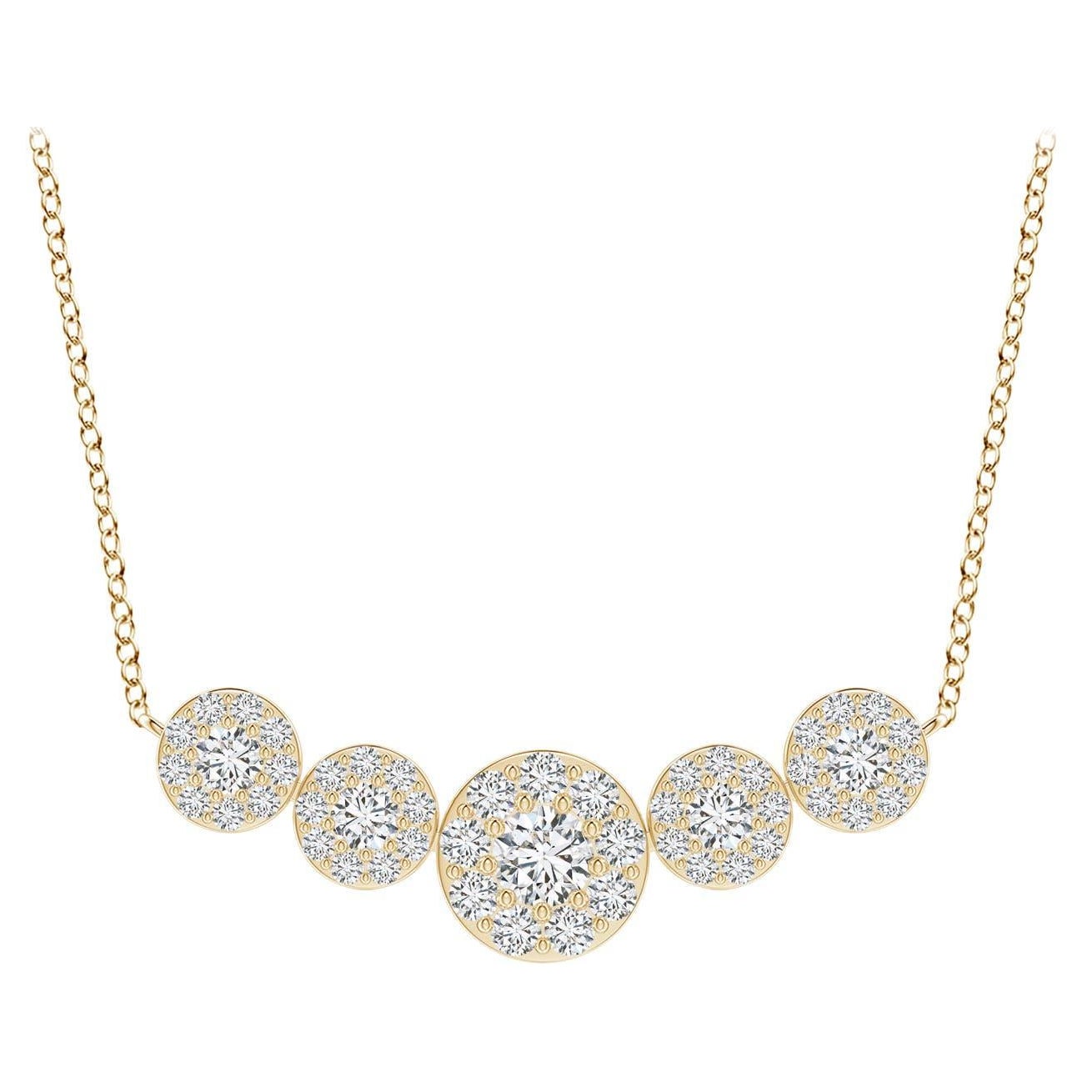 Angara Collar Halo de Diamantes Graduados Naturales de Cinco Piedras en Oro Amarillo de 14 K en venta