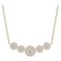 Angara Natural Graduated Five Stone Diamond Halo Necklace in 14K Yellow Gold