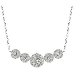 Angara Natural Graduated Five Stone Diamond Halo Necklace in Platinum for Women