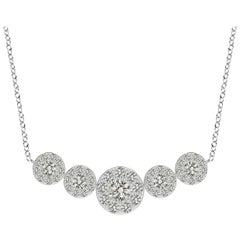 Angara Natural Graduated Five Stone Diamond Halo Necklace in Platinum for Women