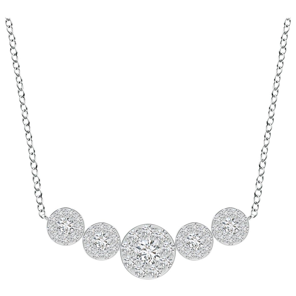 Angara Natural Graduated Five Stone Diamond Halo Necklace in Platinum for Women