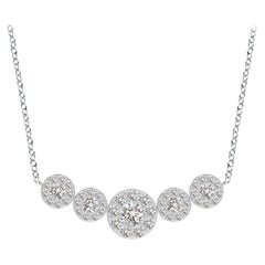 Angara Natural Graduated Five Stone Diamond Halo Necklace in Platinum for Women