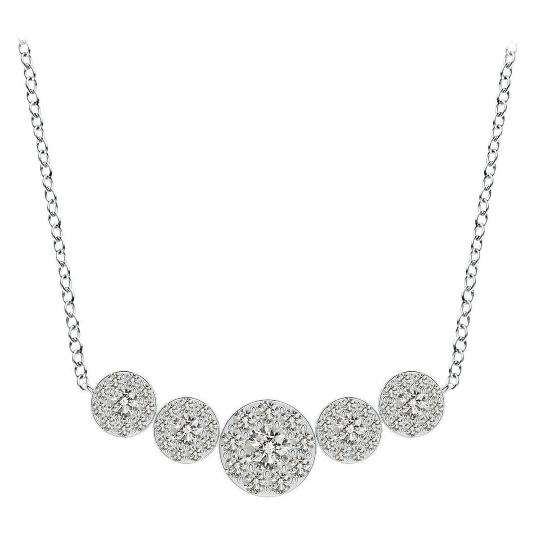 Angara Natural Graduated Five Stone Diamond Halo Necklace in Platinum for Women