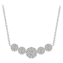 Angara Natural Graduated Five Stone Diamond Halo Necklace in Platinum for Women