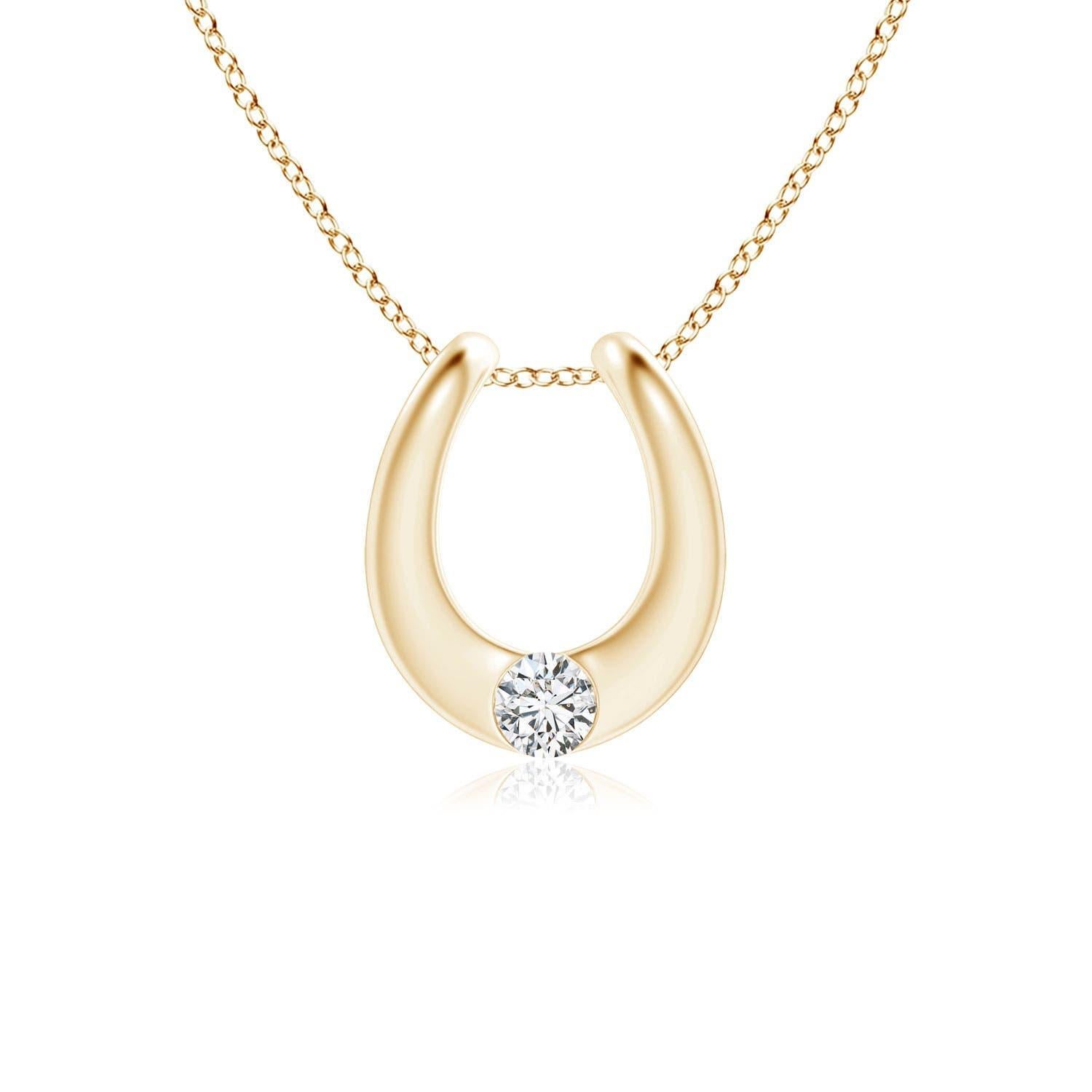 Pendentif fer à cheval en or massif 14K avec diamants naturels sertis pour femmes Angara en vente