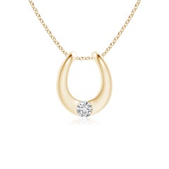 Pendentif fer à cheval en or massif 14K avec diamants naturels sertis pour femmes Angara