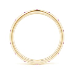 Angara Natural Gypsy-Set Round Pink Sapphire Eternity Ring in 14K Solid Gold