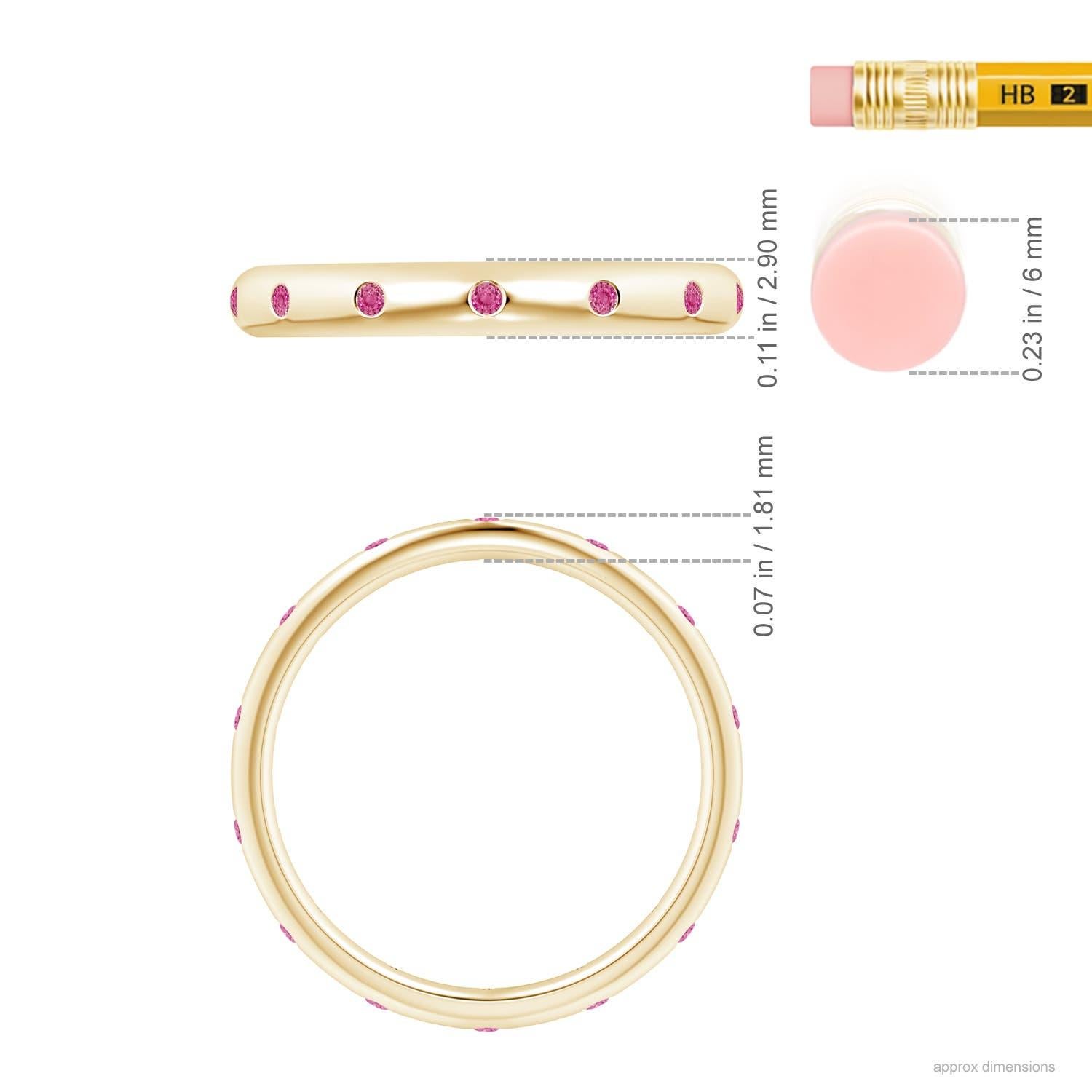 Anello di eternità con zaffiro rosa rotondo incastonato di Angara, in oro massiccio 14 carati In condizioni Nuovo in vendita a Los Angeles, CA