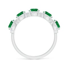 Angara Natural Half Eternity 1.75ct Emerald Halo Ring in 14K Solid Gold