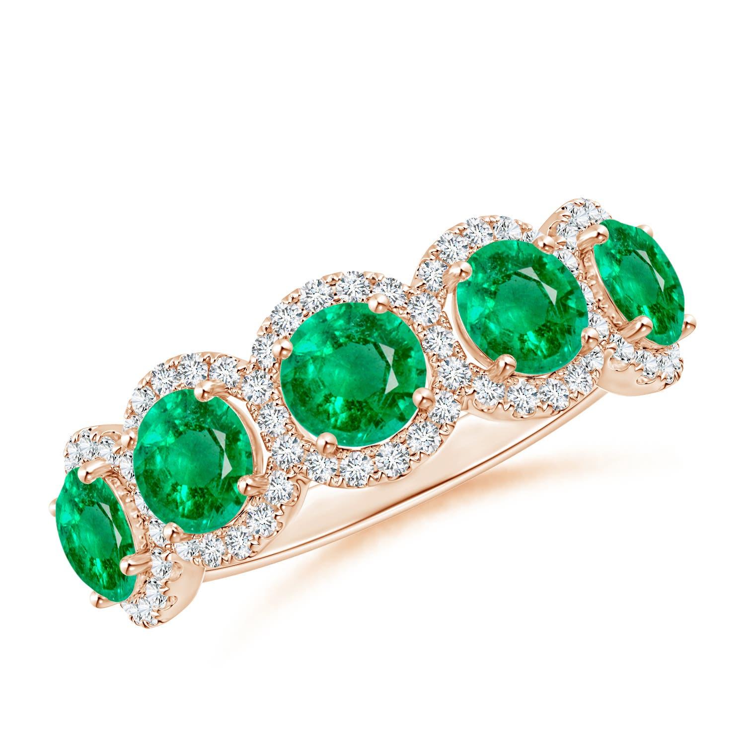 Bague demi-éternité en or massif 14 carats avec émeraude de 1,75 ct Angara en vente 1