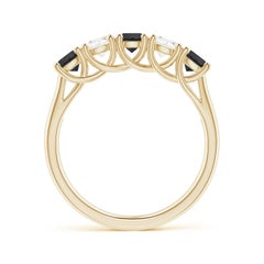 Anello Angara naturale a mezza eternità con diamante bianco e nero in oro massiccio 14 carati