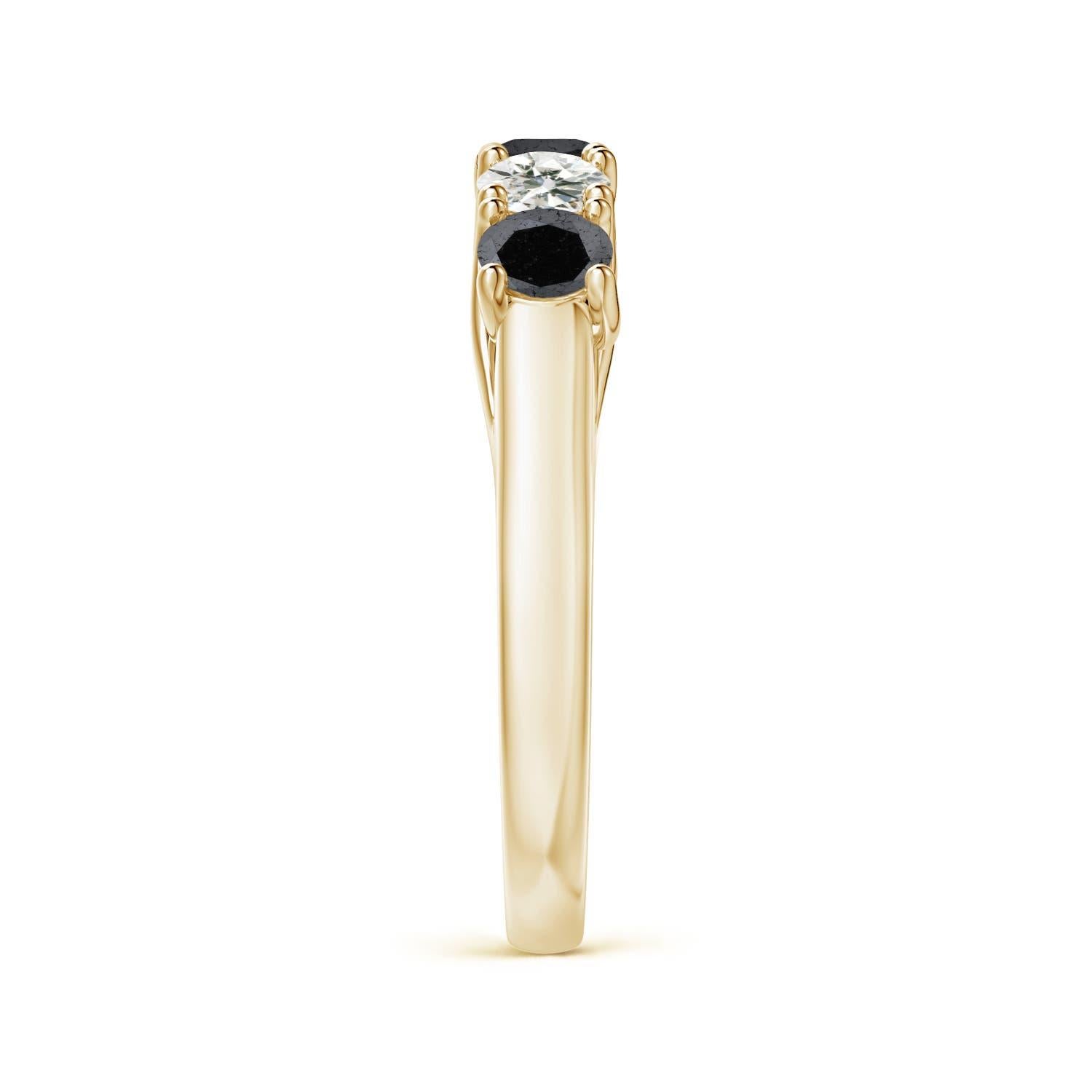 Anillo Angara Natural Media Eternidad Diamante Blanco y Negro en Oro Macizo de 14K en Nuevo estado para la venta en Los Angeles, CA