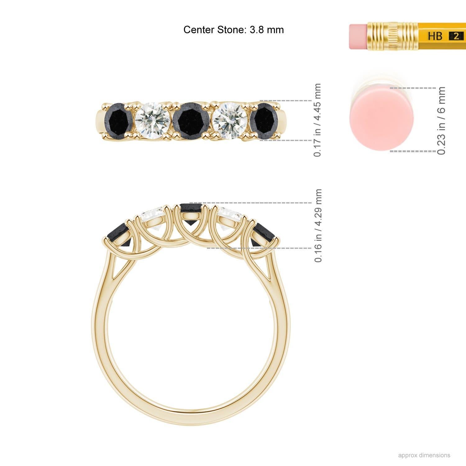 De las mujeres Anillo Angara Natural Media Eternidad Diamante Blanco y Negro en Oro Macizo de 14K en venta