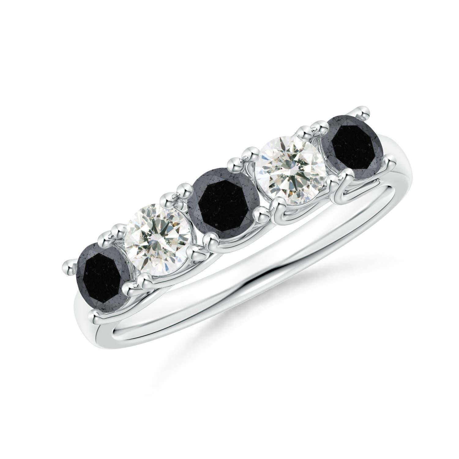 Anillo Angara Natural Media Eternidad Diamante Blanco y Negro en Oro Macizo de 14K en venta 1