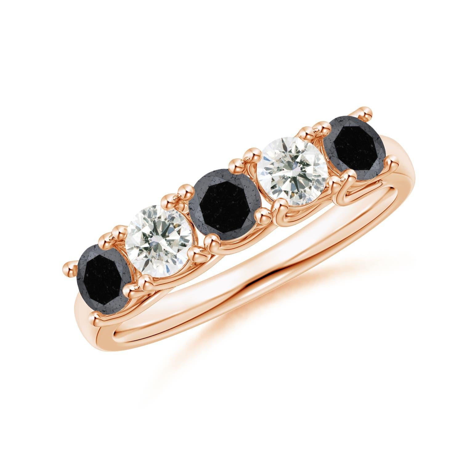 Anillo Angara Natural Media Eternidad Diamante Blanco y Negro en Oro Macizo de 14K en venta 2