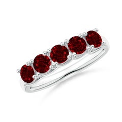 Angara Natural Half Eternity Five Stone 1.4 ct Ruby Wedding Band 14K Solid Gold