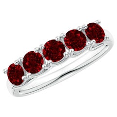 Angara natürliche Hälfte Ewigkeit fünf Stein 1,4 ct Rubin Hochzeit Band 14K Solid Gold