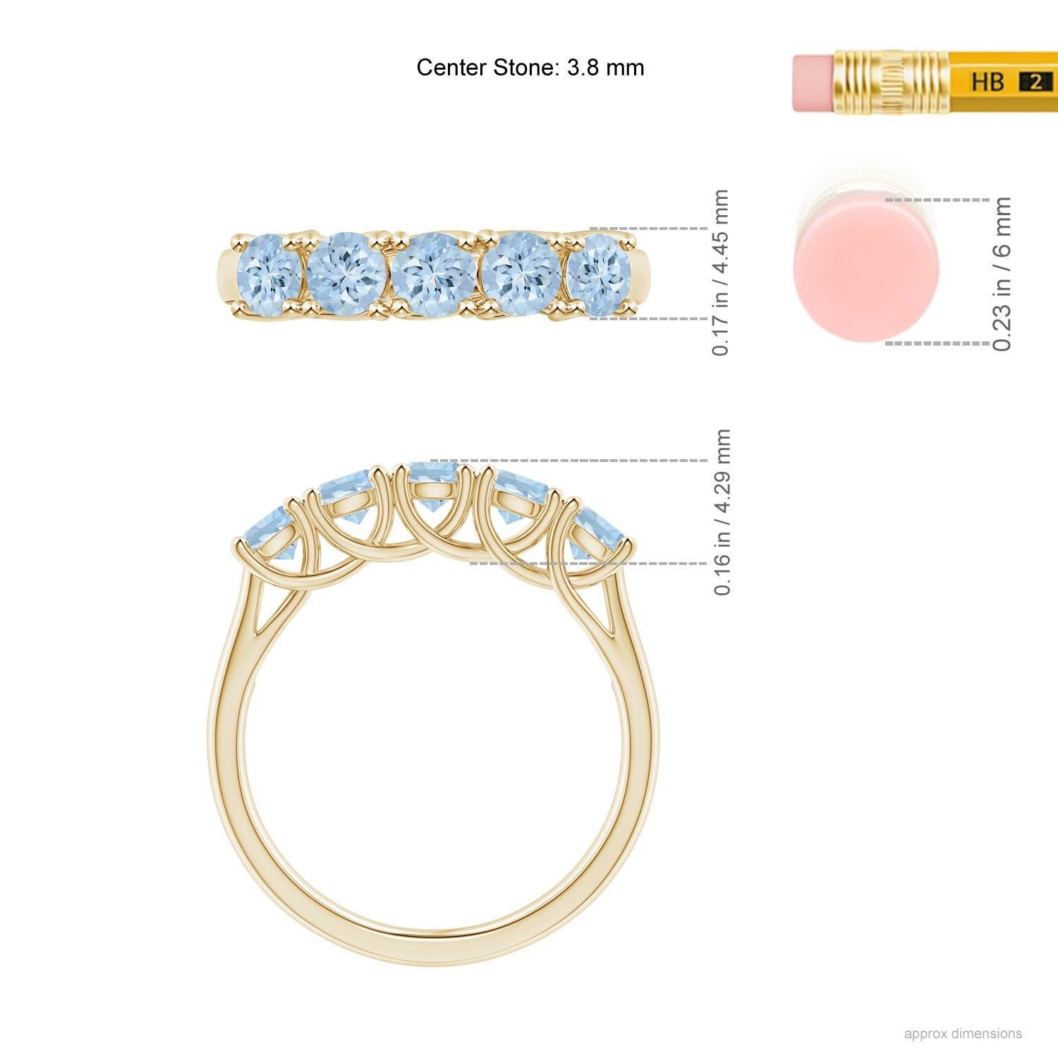 Angara natürlichen halben Ewigkeit fünf Stein Aquamarin Ehering 14K Solid Gold Damen im Angebot