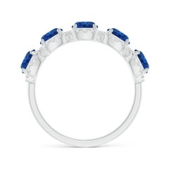 Angara Natural Half Eternity Five-Stone Sapphire Halo Ring in 14K Solid Gold