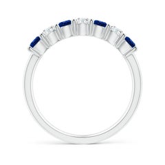 Angara Natural Half Eternity Sapphire and Diamond Wedding Ring in 14K Solid Gold