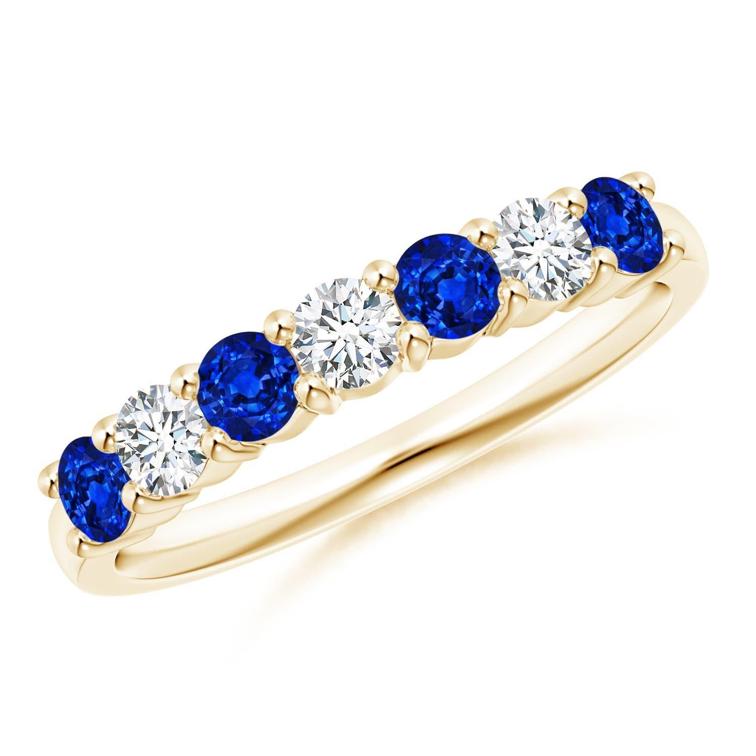 Angara natürlichen halben Ewigkeit Saphir und Diamant Ehering in 14K massivem Gold im Angebot 2