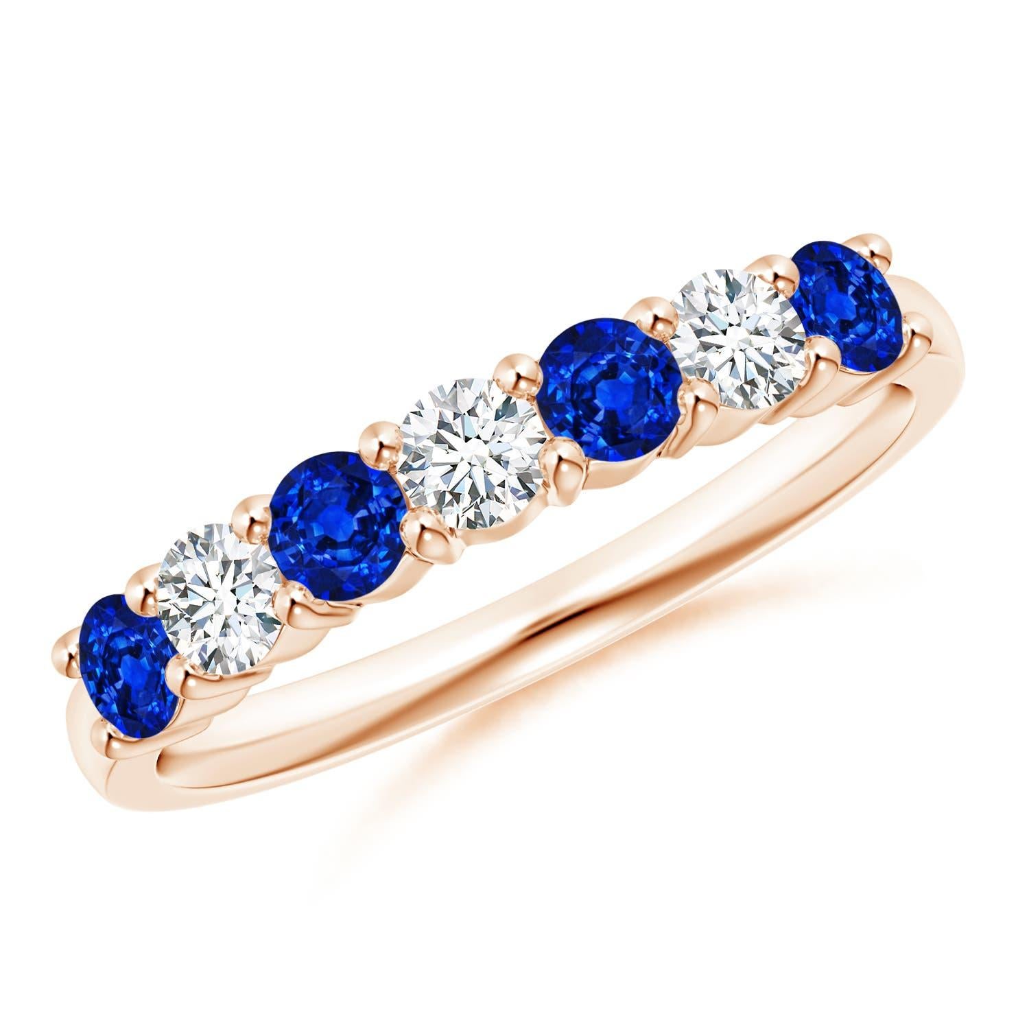 Angara natürlichen halben Ewigkeit Saphir und Diamant Ehering in 14K massivem Gold im Angebot 3