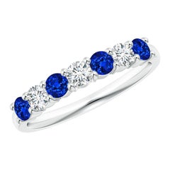 Angara natürlichen halben Ewigkeit Saphir und Diamant Ehering in 14K massivem Gold